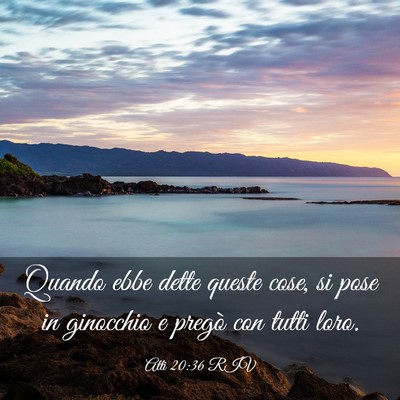 Picture 03 - Atti 20:36 RIV - Quando ebbe dette queste cose, si pose in - Bible Verse Picture