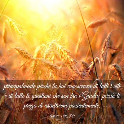 Picture 03 - Atti 26:3 RIV - principalmente perché tu hai conoscenza di tutti - Bible Verse Picture
