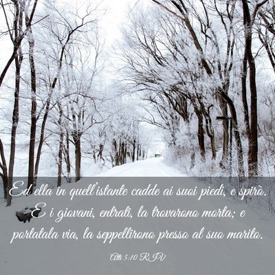 Picture 03 - Atti 5:10 RIV - Ed ella in quell’istante cadde ai suoi piedi, e - Bible Verse Picture
