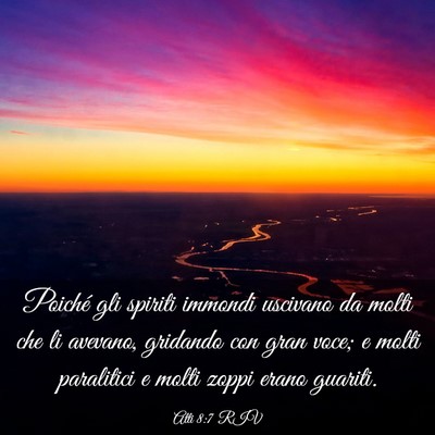 Picture 03 - Atti 8:7 RIV - Poiché gli spiriti immondi uscivano da molti che - Bible Verse Picture