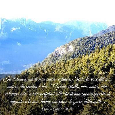 Picture 03 - Cantico dei Cantici 5:2 RIV - Io dormivo, ma il mio cuore vegliava. Sento la - Bible Verse Picture