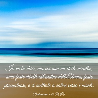 Picture 03 - Deuteronomio 1:43 RIV - Io ve lo dissi, ma voi non mi deste ascolto; anzi - Bible Verse Picture