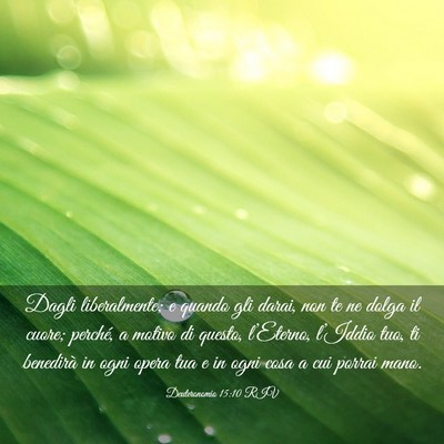 Picture 03 - Deuteronomio 15:10 RIV - Dagli liberalmente; e quando gli darai, non te ne - Bible Verse Picture
