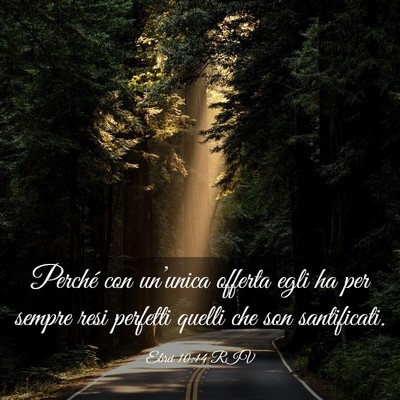 Picture 03 - Ebrei 10:14 RIV - Perché con un’unica offerta egli ha per sempre - Bible Verse Picture