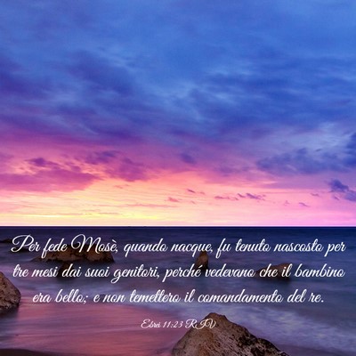 Picture 03 - Ebrei 11:23 RIV - Per fede Mosè, quando nacque, fu tenuto nascosto - Bible Verse Picture