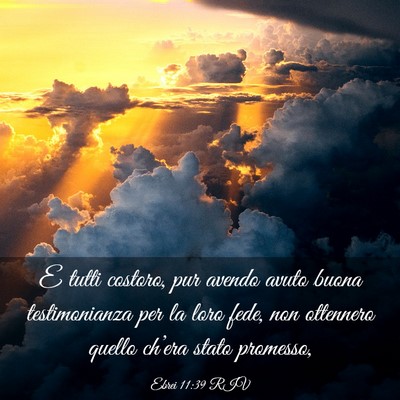 Picture 03 - Ebrei 11:39 RIV - E tutti costoro, pur avendo avuto buona - Bible Verse Picture