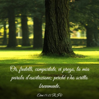 Picture 03 - Ebrei 13:22 RIV - Or, fratelli, comportate, vi prego, la mia parola - Bible Verse Picture