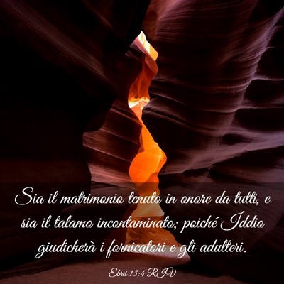 Picture 03 - Ebrei 13:4 RIV - Sia il matrimonio tenuto in onore da tutti, e sia - Bible Verse Picture