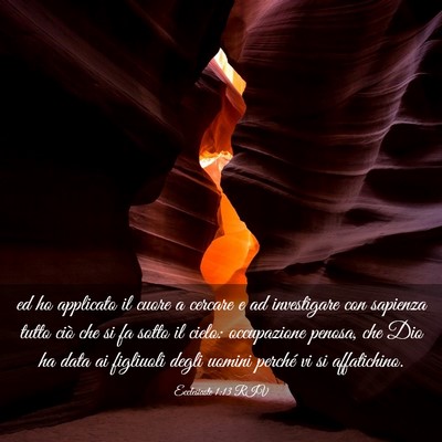 Picture 03 - Ecclesiaste 1:13 RIV - ed ho applicato il cuore a cercare e ad - Bible Verse Picture