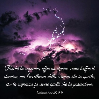 Picture 03 - Ecclesiaste 7:12 RIV - Poiché la sapienza offre un riparo, come - Bible Verse Picture