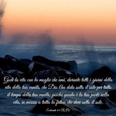 Picture 03 - Ecclesiaste 9:9 RIV - Godi la vita con la moglie che ami, durante tutti - Bible Verse Picture