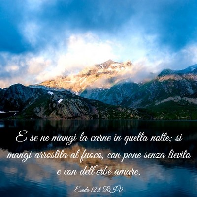 Picture 03 - Esodo 12:8 RIV - E se ne mangi la carne in quella notte; si mangi - Bible Verse Picture