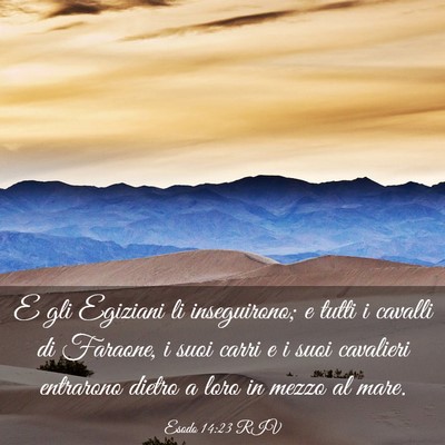 Picture 03 - Esodo 14:23 RIV - E gli Egiziani li inseguirono; e tutti i cavalli - Bible Verse Picture