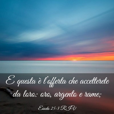 Picture 03 - Esodo 25:3 RIV - E questa è l’offerta che accetterete da loro: - Bible Verse Picture