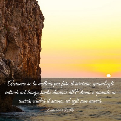 Picture 03 - Esodo 28:35 RIV - Aaronne se lo metterà per fare il servizio; - Bible Verse Picture