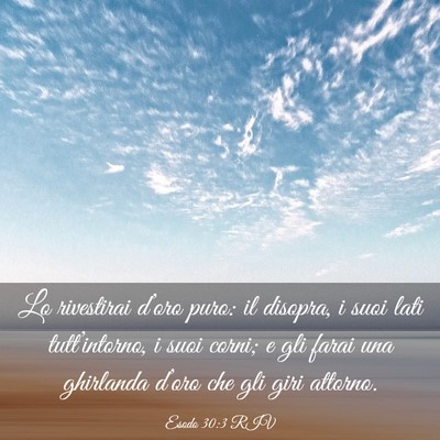 Picture 03 - Esodo 30:3 RIV - Lo rivestirai d’oro puro: il disopra, i suoi - Bible Verse Picture