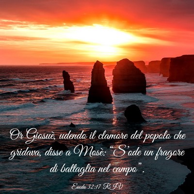 Picture 03 - Esodo 32:17 RIV - Or Giosuè, udendo il clamore del popolo che - Bible Verse Picture