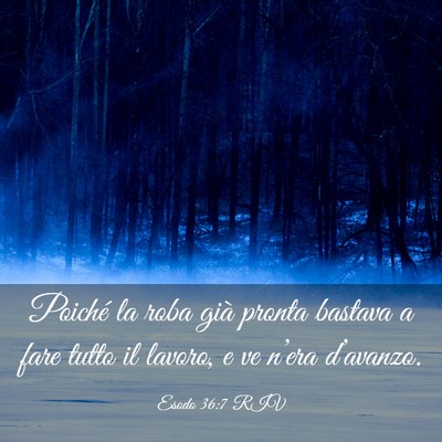 Picture 03 - Esodo 36:7 RIV - Poiché la roba già pronta bastava a fare tutto - Bible Verse Picture