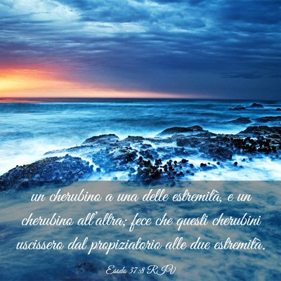 Picture 03 - Esodo 37:8 RIV - un cherubino a una delle estremità, e un - Bible Verse Picture