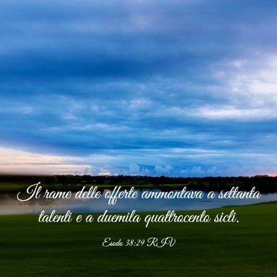 Picture 03 - Esodo 38:29 RIV - Il rame delle offerte ammontava a settanta - Bible Verse Picture