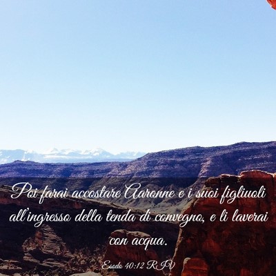 Picture 03 - Esodo 40:12 RIV - Poi farai accostare Aaronne e i suoi figliuoli - Bible Verse Picture