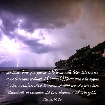 Picture 03 - Ester 9:31 RIV - per fissar bene que’ giorni di Purim nelle loro - Bible Verse Picture
