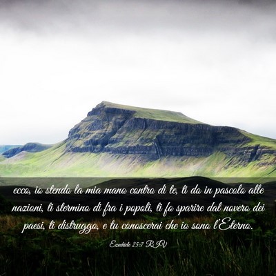 Picture 03 - Ezechiele 25:7 RIV - ecco, io stendo la mia mano contro di te, ti do - Bible Verse Picture