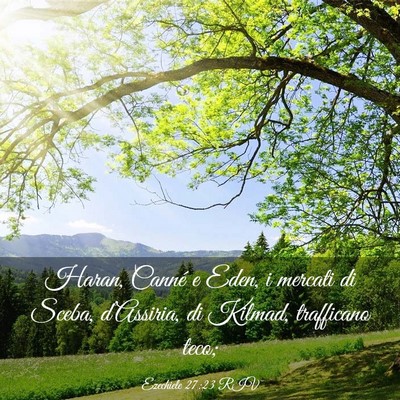 Picture 03 - Ezechiele 27:23 RIV - Haran, Canné e Eden, i mercati di Sceba, - Bible Verse Picture