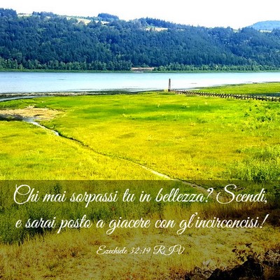 Picture 03 - Ezechiele 32:19 RIV - Chi mai sorpassi tu in bellezza? Scendi, e sarai - Bible Verse Picture