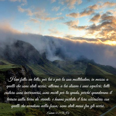 Picture 03 - Ezechiele 32:25 RIV - Han fatto un letto, per lui e per la sua - Bible Verse Picture