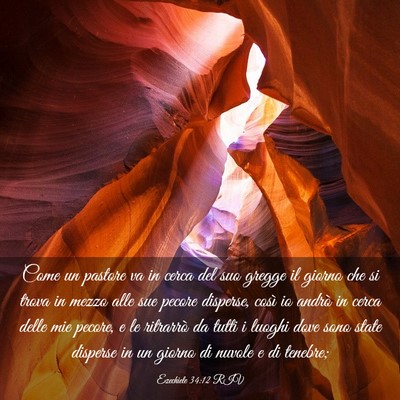 Picture 03 - Ezechiele 34:12 RIV - Come un pastore va in cerca del suo gregge il - Bible Verse Picture