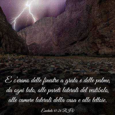 Picture 03 - Ezechiele 41:26 RIV - E c’erano delle finestre a grata e delle palme, - Bible Verse Picture