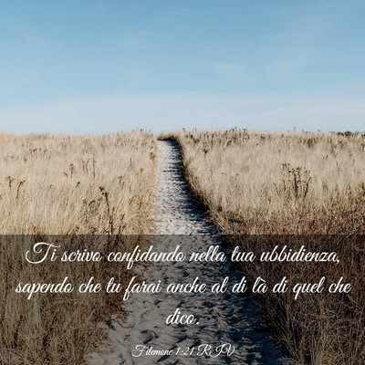 Picture 03 - Filemone 1:21 RIV - Ti scrivo confidando nella tua ubbidienza, - Bible Verse Picture