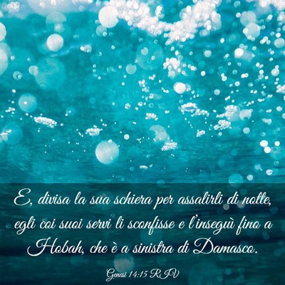 Picture 03 - Genesi 14:15 RIV - E, divisa la sua schiera per assalirli di notte, - Bible Verse Picture
