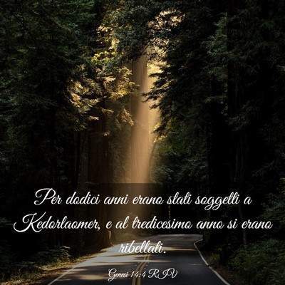 Picture 03 - Genesi 14:4 RIV - Per dodici anni erano stati soggetti a - Bible Verse Picture
