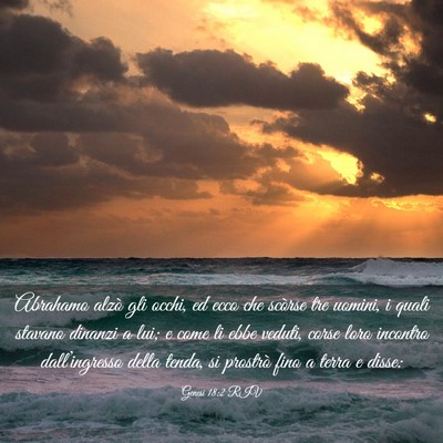 Picture 03 - Genesi 18:2 RIV - Abrahamo alzò gli occhi, ed ecco che scòrse tre - Bible Verse Picture
