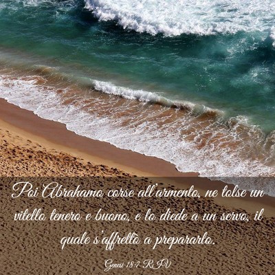 Picture 03 - Genesi 18:7 RIV - Poi Abrahamo corse all’armento, ne tolse un - Bible Verse Picture