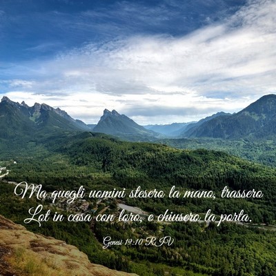Picture 03 - Genesi 19:10 RIV - Ma quegli uomini stesero la mano, trassero Lot in - Bible Verse Picture
