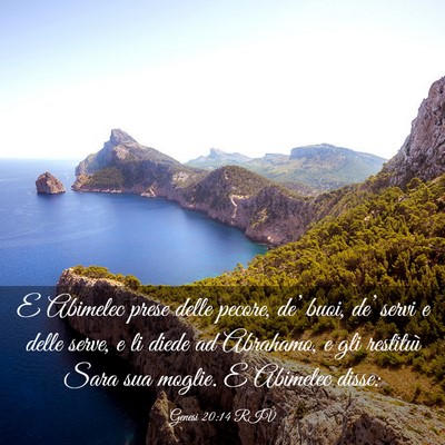 Picture 03 - Genesi 20:14 RIV - E Abimelec prese delle pecore, de’ buoi, de’ - Bible Verse Picture