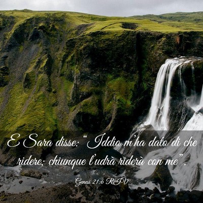 Picture 03 - Genesi 21:6 RIV - E Sara disse: “Iddio m’ha dato di che ridere; - Bible Verse Picture