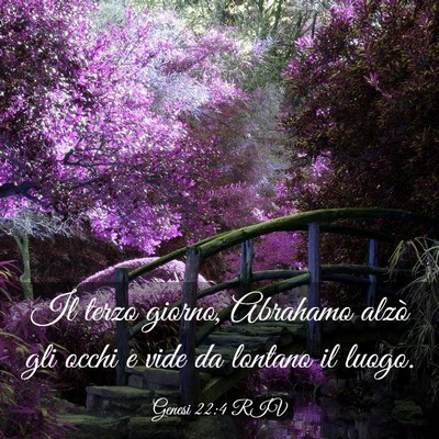 Picture 03 - Genesi 22:4 RIV - Il terzo giorno, Abrahamo alzò gli occhi e vide - Bible Verse Picture