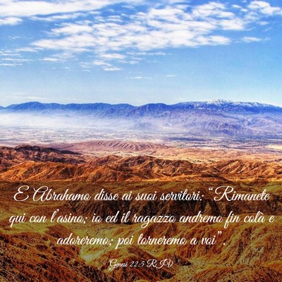 Picture 03 - Genesi 22:5 RIV - E Abrahamo disse ai suoi servitori: “Rimanete - Bible Verse Picture