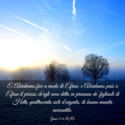 Picture 03 - Genesi 23:16 RIV - E Abrahamo fece a modo di Efron; e Abrahamo pesò - Bible Verse Picture