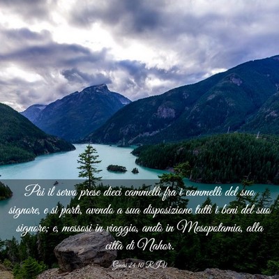 Picture 03 - Genesi 24:10 RIV - Poi il servo prese dieci cammelli fra i cammelli - Bible Verse Picture
