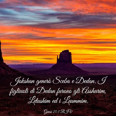 Picture 03 - Genesi 25:3 RIV - Jokshan generò Sceba e Dedan. I figliuoli di - Bible Verse Picture