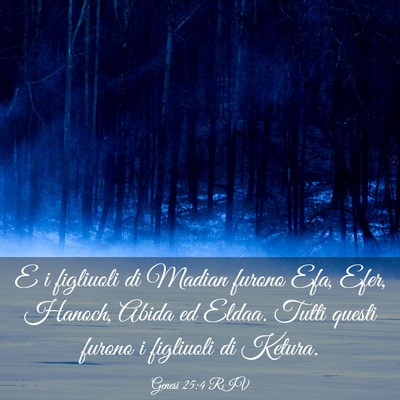 Picture 03 - Genesi 25:4 RIV - E i figliuoli di Madian furono Efa, Efer, Hanoch, - Bible Verse Picture