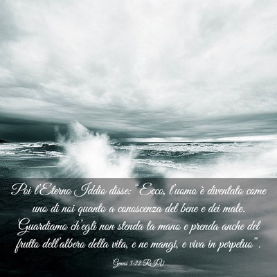 Picture 03 - Genesi 3:22 RIV - Poi l’Eterno Iddio disse: “Ecco, l’uomo è - Bible Verse Picture