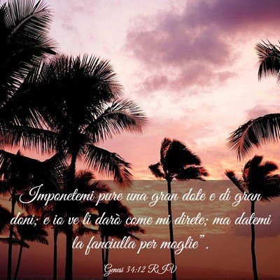 Picture 03 - Genesi 34:12 RIV - Imponetemi pure una gran dote e di gran doni; e - Bible Verse Picture