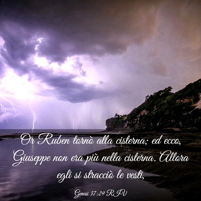 Picture 03 - Genesi 37:29 RIV - Or Ruben tornò alla cisterna; ed ecco, Giuseppe - Bible Verse Picture