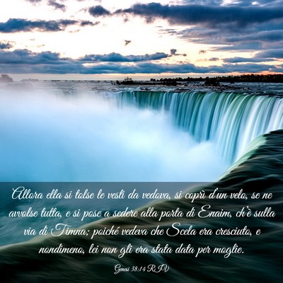 Picture 03 - Genesi 38:14 RIV - Allora ella si tolse le vesti da vedova, si - Bible Verse Picture